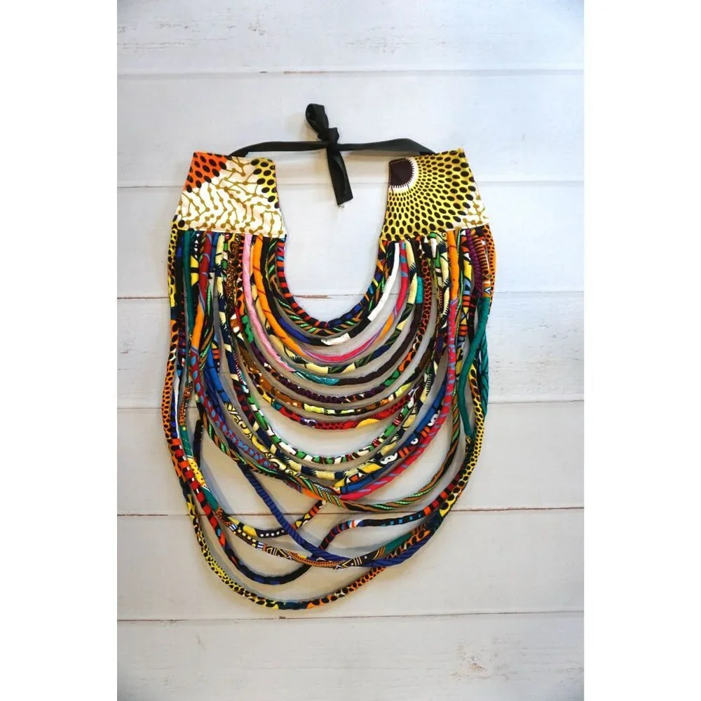 Handmade Necklace Long Multi Strand African Wax Collar - NWOT - Picture 5 of 7